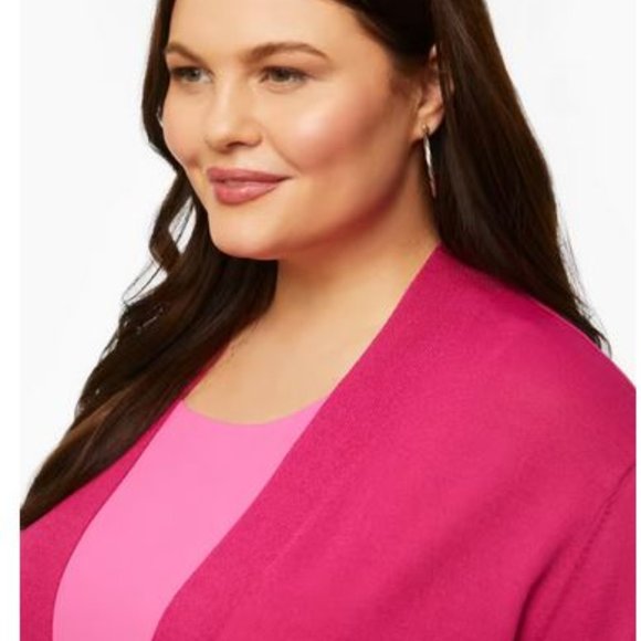 LAURA: Open Front Cardigan - deep pink - Picture 3 of 8